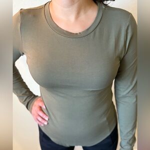 NWT Mangopop Olive Long Sleeve Bodysuit